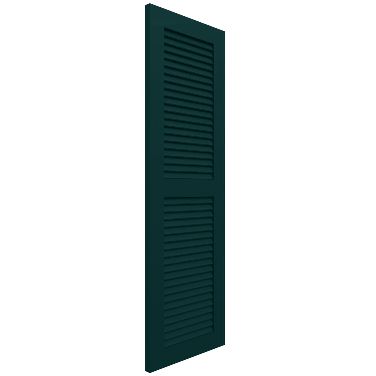 Ekena Millwork 18"W x 68"H True Fit PVC Two Equal Louver Shutters, Thermal Green (Per Pair - Hardware Not Included)