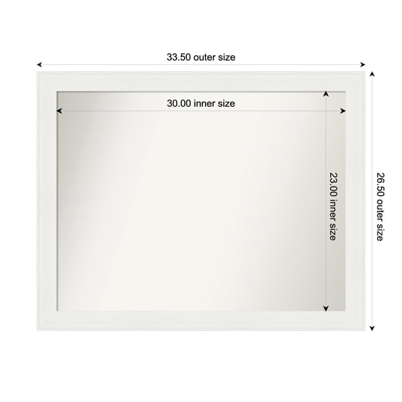 Amanti Art Custom Wall and Bathroom Mirror (26.5 x 33.5 in.), Vanity White Narrow Frame