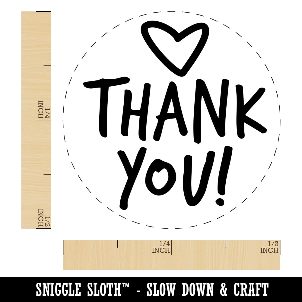 Thank You Fun Text with Heart Self-Inking Rubber Stamp Ink Stamper - Dry Pad (No Ink) - Mini 1/2 Inch