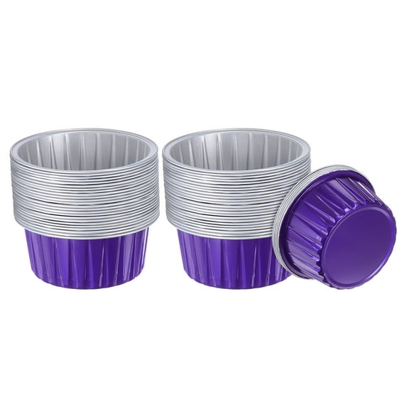 Purple Cupcake Cups, 100pcs 66x36x85mm Aluminum Foil Standard Cupcake Liners