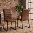 thumbnail image 7 of Hi loPres Set of 2 Modern Dining Chairs, Padded Brown Suede, Armless Seat with Black Metal Legs for Kitchen, Office, 7 of 7