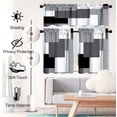 thumbnail image 2 of Dark Grey Kitchen Curtain Valance and Tiers, 3Pcs Geometric Art Valance Set Gray Rod Pocket Curtain for Kitchen Window Modern Unique Patterns, 2 of 6