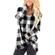 thumbnail image 5 of Sonducket Camiseta de mujer Blusa suelta de manga larga Top con cuello en V de otoño Prendas para la parte del cuerpo Tela escocesa blanca negra SG Sonducket AP003132-14, 5 of 6