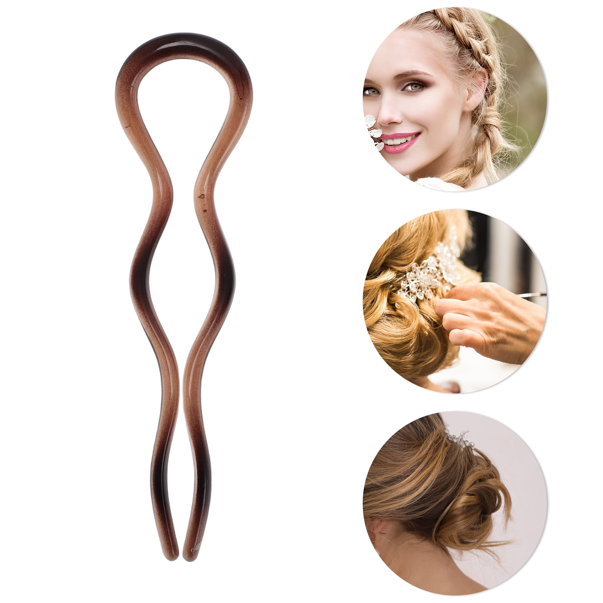 Unique Bargains U-shaped Hair Pin 4.92"x1.38" 1 Pc Brown, Dark Brown