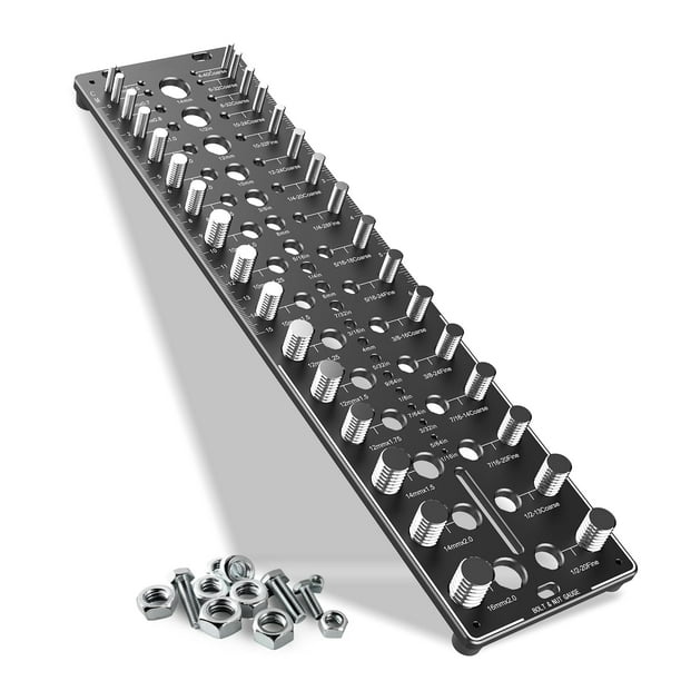 Corrector de roscas CJYESY 32 tuercas y tornillos con regla 16 estándar