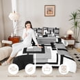 thumbnail image 3 of Homewish Geometric Plaid Full Size Comforter Sets,Mid Century Artwork Bedding Comforter Set,Black Gray,Black Reversible,3 Pieces,1 Comforter and 2 Pillowcases, 3 of 7