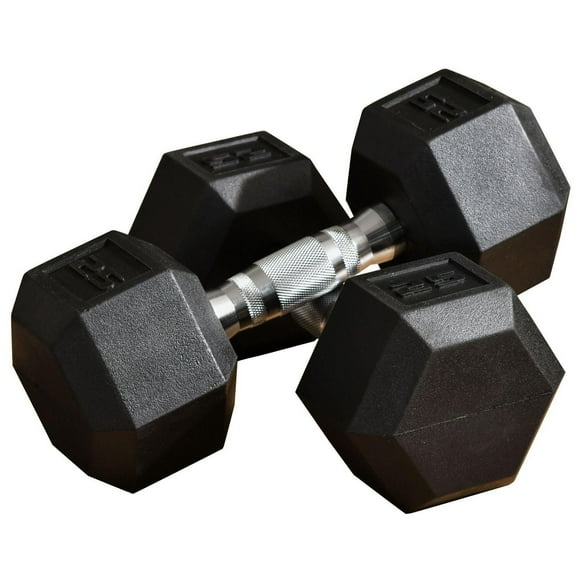 Soozier 50lbs Rubber Dumbbells Set, Weight Training for Body Fitness Training