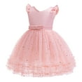 thumbnail image 2 of 2T Baby Girls Dress Toddler Girls Princess Dress Tulle Party Dress 3T Girls Sleeveless Stars Sequins Solid Color Dress Pink, 2 of 7