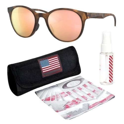 Oakley OO9474 Spindrift Round Shaped Non-Polarized Sunglasses for Women - Includes Official Eyewear Kit - Matte Brown Tortoise Frame with Prizm Rose Gold Lens