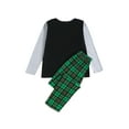 thumbnail image 3 of Christmas Pajamas for Family, Long Sleeve Dinosaur Letter Print Tops + Plaid Pants Set, 3 of 8