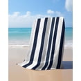 thumbnail image 4 of Navy Blue White Striped Beach Towels Oversized Super Absorbent,Grey Farmhouse Stripe Abstract Art Lightweight Bath Towel Quick Dry Sets For Bathroom/Pool/Rv Camping/Beach Play/Gym Room/Picnic 23"x47", 4 of 8