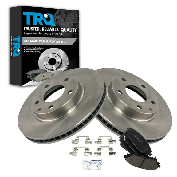 TRQ Front Brake Pad & Rotor Kit Brake Pads Brake Rotor Ceramic Fits Select 2014-2018 Mazda 3 2016-2021 CX-3