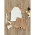 thumbnail image 5 of hirigin Toddlers Boys Ribbed 2Pcs Outfits, Short Sleeve O-Neck Letter Printed T-Shirt + Waist Drawstring Short Pants, 5 of 9