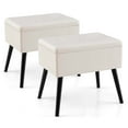 thumbnail image 1 of Costway 2 PCS Velvet Vanity Stool Ottoman with Storage Solid Wood Legs Flip-Up Top Beige, 1 of 10