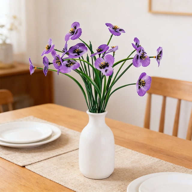 ddioayh Artificial Flowers 7 Fork Realistic Pansy Bouquet for Home Decor Wedding Party Decoration Durable Faux Floral Arrangement