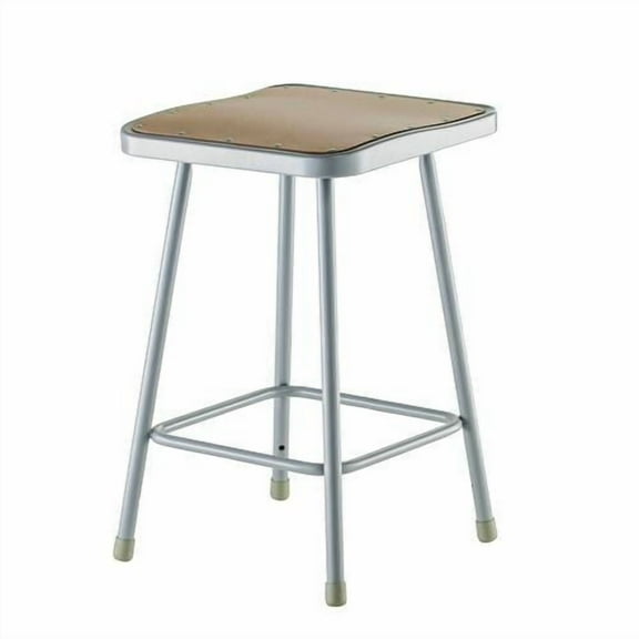 6300 Series Heavy Duty Square Seat Steel Stool, Backless, Supports Up to 500 lb, 23.25" Seat Height, | Bundle of 2