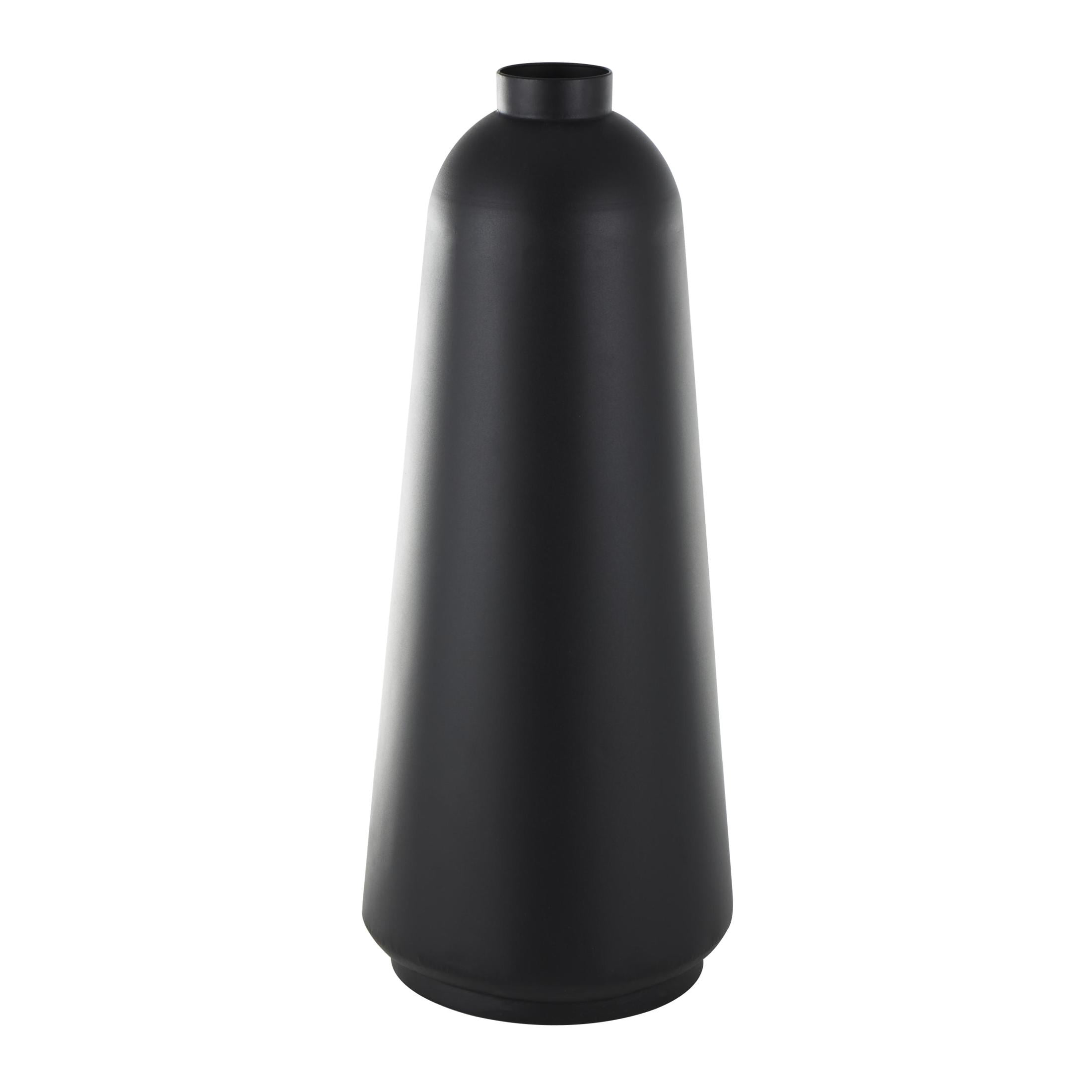 DecMode 37" Black Metal Vase with Narrow Opening