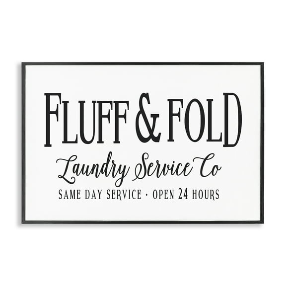 Stupell Industries Fluff & Fold Laundry Bath & Laundry Painting Black Framed Art Print Wall Art, 18 x 12