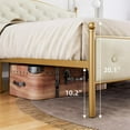 thumbnail image 6 of Queen Size Bed Frame with Velvet Tufted Headboard, Heavy Duty Metal Slats/No Box Spring Needed/Large Storage Space/Easy Assembly, Off-White, 6 of 7