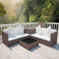 thumbnail image 1 of vidaXL 4 Piece Garden Lounge Set with Cushions Poly Rattan Brown, 1 of 6