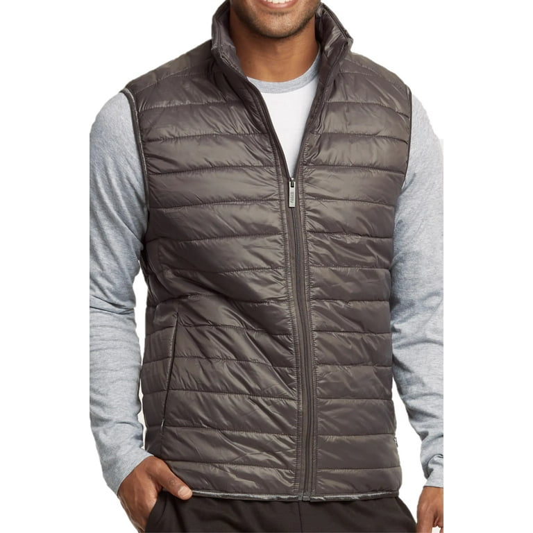 Men's Lightweight Full Zip Puffer Vest, Grey XL, 1 Count, 1 Pack