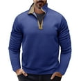 thumbnail image 1 of Blusa y camisa de manga larga con cuello alto para hombre, informal, de color liso, con cremallera, de poliéster, 1 of 6