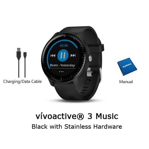 Restored Garmin vivoactive 3 Music GPS Smartwatch Black with Hardware (Refurbished) -