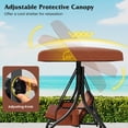 thumbnail image 2 of Gymax 3-Seat Patio Swing w/ Canopy & Removable Cushions & Side Pockets Stand Brown, 2 of 8