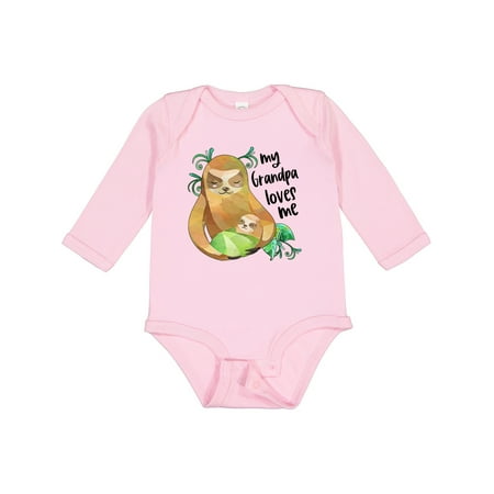 

Inktastic My Grandpa Loves Me Cute Sloth and Baby Gift Baby Boy or Baby Girl Long Sleeve Bodysuit