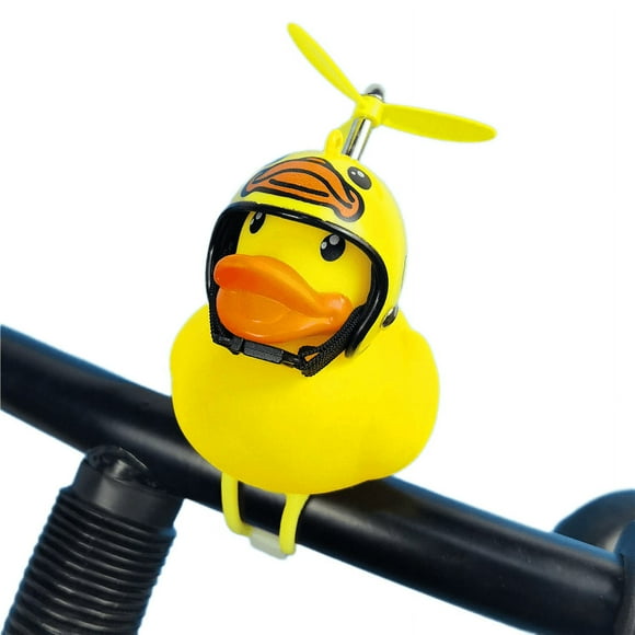 Rubber duck bicycle accessories with flash lamp and propeller helmet for automobile dashboard decoration(2pcs)