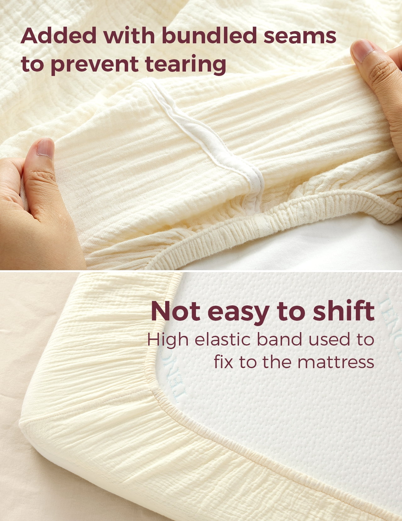 Momcozy Double Gauze Cotton Fitted Sheet, Large, Giraffe Pattern