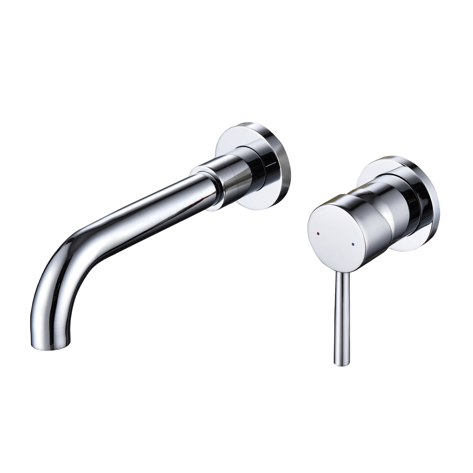 Dawot Wall Mount Single Handle Bathroom Faucets, 2 Holes Brass Sink Basin Mixer Taps, Polished Chrome Hot and Cold Spout Sink Rough Valve Bathtub Faucet