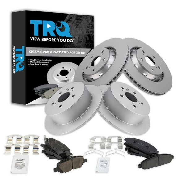 TRQ Front and Rear Brake Pad & Rotor Kit Brake Pads Brake Rotor Ceramic Premium G-Coated Fits Select 2009-2015 Toyota Venza