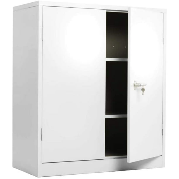 Steel Storage Cabinet With Doors, White Cabinet With Doors And Shelves