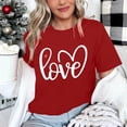 thumbnail image 4 of Penkiiy T-Shirts de la Saint-Valentin pour Femmes, T-Shirts Graphiques Imprimés, Mignons T-Shirts avec Cœur d'Amour, Manches Courtes Décontractées TG Rouge, 4 of 4