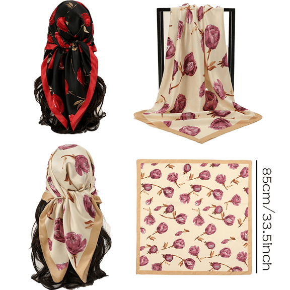 Yoyauz Silk Scarves Women's Neck Scarves With Satin Scarves For Headbands, Fashion Money Scarves, Handbags, Accessories, Accessories(33.5Inch）