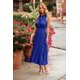 thumbnail image 4 of Vestido PRETTYGARDEN Midi Azul con Lunares Suizos y Volantes sin Mangas Talla L, 4 of 8