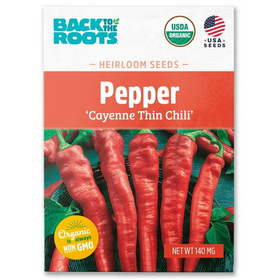 Back to the Roots Organic Pepper Hot 'Cayenne Thin', 1 Seed packet