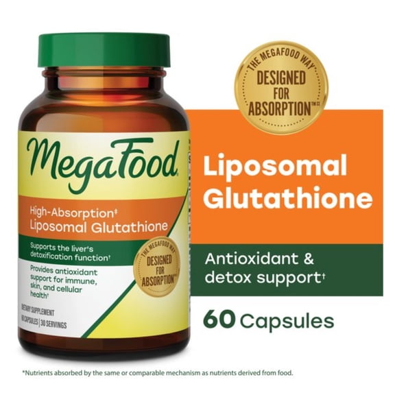 MegaFood High Absorption Liposomal Glutathione, Detox Support, 60 Capsules, 30 Servings