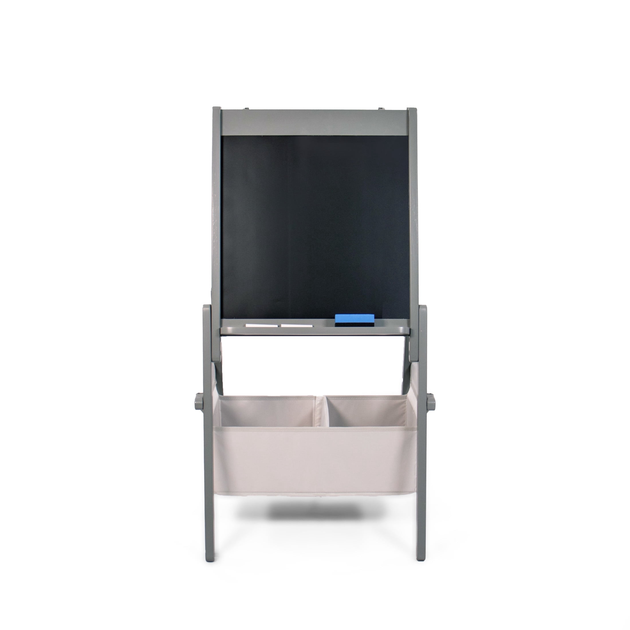 Humble Crew Inspire Kids Chalkboard and Dry Erase Easel with Storage Bins, 1 Paper Roll, 2pc Chalk, and Eraser, Grey