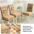 thumbnail image 4 of Large Fall Orange Dining Room Chair Cover Set of 4, Stretch Spandex Parsons Chair Cover, Farmhouse Thanksgiving Buffalo Plaid Decorations Kitchen Chair Seat Cover Protector (Orange Pumpkin, 4 Pack), 4 of 6
