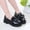 Black, variant on Girls Dress Shoes, Pull On Casual Platform Sole Dance Kids School Uniform Shoes Black Size 8T
