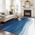 thumbnail image 3 of Navy Blue Ombre Area Rug 6x9 FT, Non Slip Living Room Throw Carpet, Modern Moire Gradient Watercolor Washable Soft Large Floor Carpet Non-Shedding Rug for Bedroom Dining Room Play Room, 3 of 9