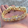 thumbnail image 3 of Men's 18K Gold Plated Cuban Bracelet Iced Baguettes Micro Pave Bling 8" Inch x 15MM Thick, 3 of 10