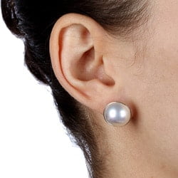 Kabella Jewelry 10k White Gold Mabe Pearl Kabella Jewelry 10k White Gold Mabe Pearl Earrings 13 14mm
