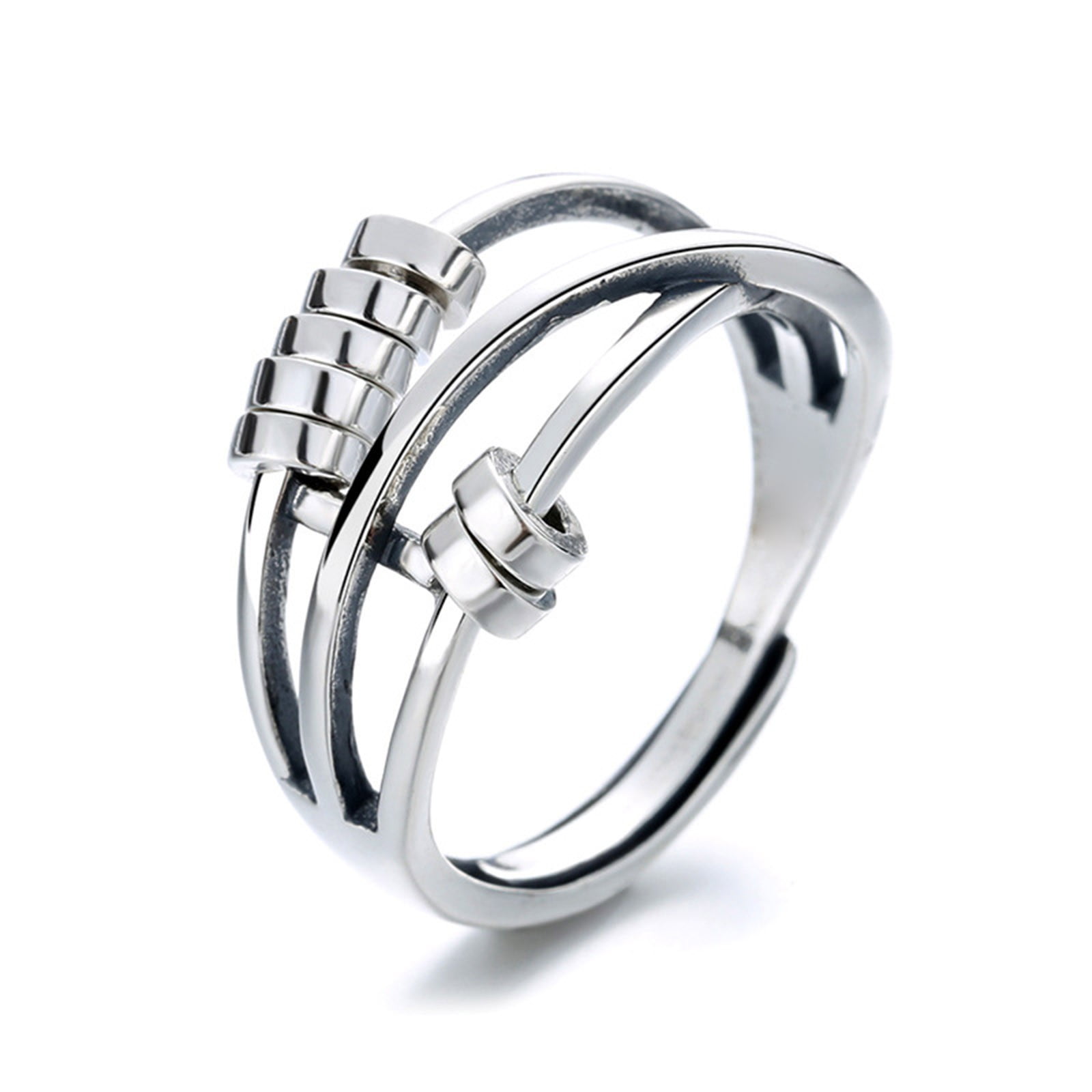 925 Sterling Silver Anti Anxiety Ring for Women Men Fidget Rings 
