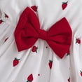 thumbnail image 4 of WOYY Girls Strawberry Print Sleeveless Bow Dress Short Puff Sleeve Cape Outfits, Sizes 9-12M, 4 of 8