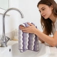 thumbnail image 4 of Toalla de forro polar de coral a rayas de secado rápido 75x35cm – Toalla de baño para el baño de poliéster ultra absorbente, colores degradados suaves Rosa Púrpura Gris Verde Marrón, 4 of 6