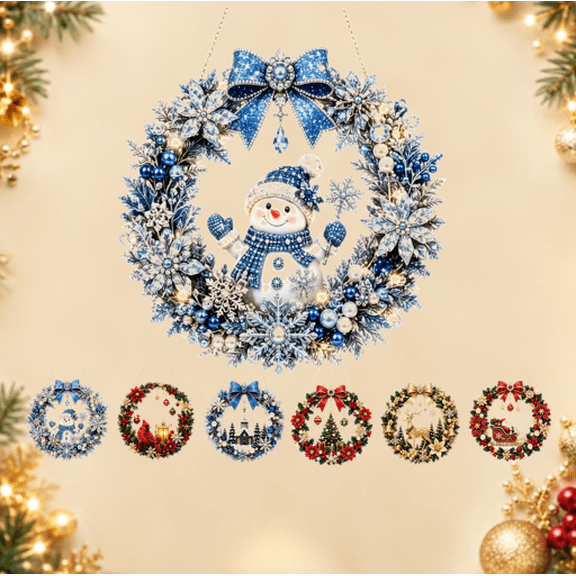 Christmas Pearl Diamond Art Hanging Ornament Kit, Christmas Pearls Beads Art Craft, Diamond Arts Window, DIY Christmas Pearls Bead Painting Kit for Home Wall Christmas (Cardinal Wreath),⛄️ Snowman A4