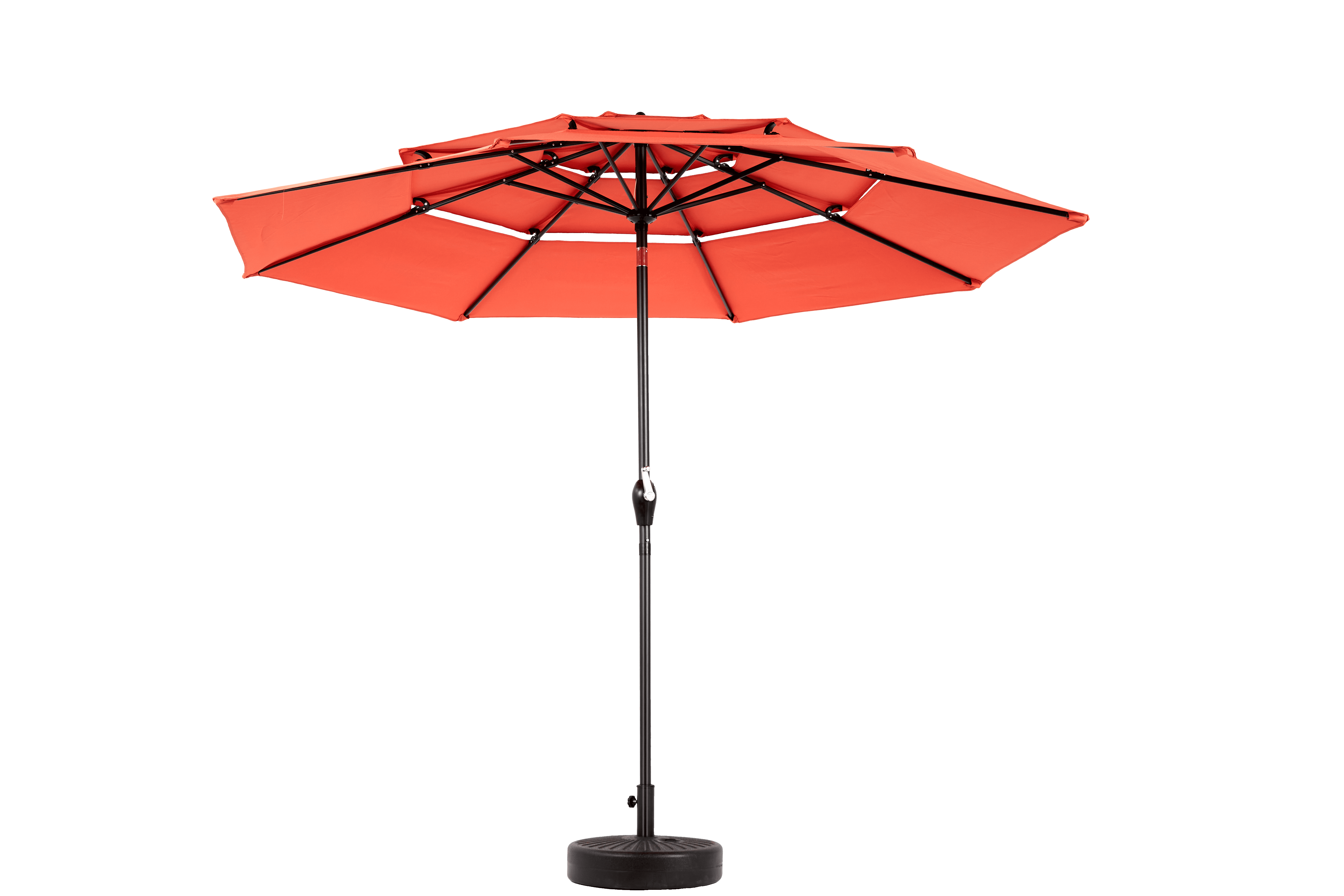 Aluminum 3-Tier Auto-Tilt Outdoor Patio Umbrella 10-Foot, Market Cantilever Umbrella for Pool and Deck with Crank, Orange